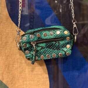 Aleja Avila Little Bentley Bag - Black and Green Python